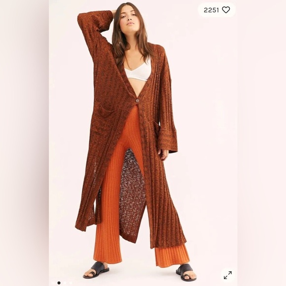 Free People Beach Nights Maxi Cardi Duster in Size Small, Cinnabar color - Picture 1 of 8